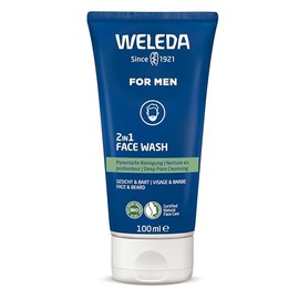 WELEDA Bio FOR MEN 2-in-1 Face Wash - Refreshing Natural Cosmetics Men's Face Cleansing / Beard Care Wash Gel with Willow Bark & Licorice Root. Men's Cleansing Gel for Face & Beard (Vegan/100 ml)
