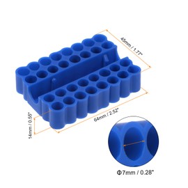 QUARKZMAN Screwdriver Bit Holder Organiser 64 x 45 x 16 mm 32 Holes Hex Drill Plastic Storage Box for Any 1/4 Inch Metal Bits Pack of 2