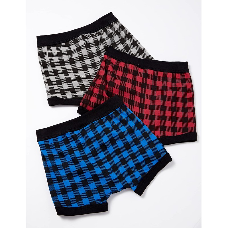 GALOW Boys Plaid Boxer Shorts, 3-Piece Set, 120-170 % Cotton,