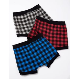 GALOW Boys Plaid Boxer Shorts, 3-Piece Set, 120-170 % Cotton, 100% Cotton, multicolor