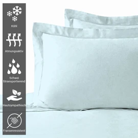 Pizuna 400 Thread Count Cotton Oxford Pillowcase 50 x 75 cm, Baby Blue, Pack of 2, 100% Long Staple Cotton Soft Mako Satin Weave Luxury Pillow Slip with 5 cm Border and 20 cm Flap