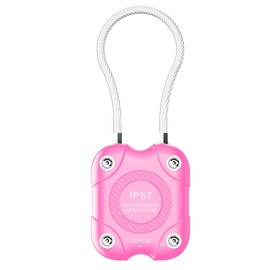 AirTag Holder Waterproof,AirTag Waterproof Case with Wire Cable for Luggage,Keys,Backpack and More. (Pink)