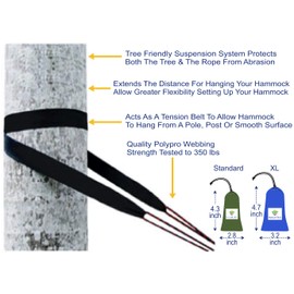 Hammock Bliss XL Extra Long Tree Straps - Hang Any Hammock with Ease - Super Strong & Durable - Quality You Can Trust - Only 5 oz / 138 Grams - Set of 2 Straps