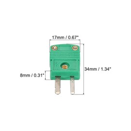 sourcing map K Type Thermocouple Wire Connector Plug Socket Adapter High Temperature 220°C (428°F) for Thermocouple Sensor Sensor Green