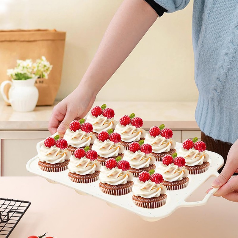 Velicber 2 Pack Silicone Muffin Pan with Metal Reinforced Frame,