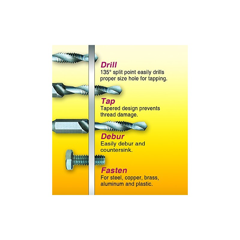 IVY Classic 06020 8-Piece Combo Drill/Tap Bit Set, M2 High-Speed