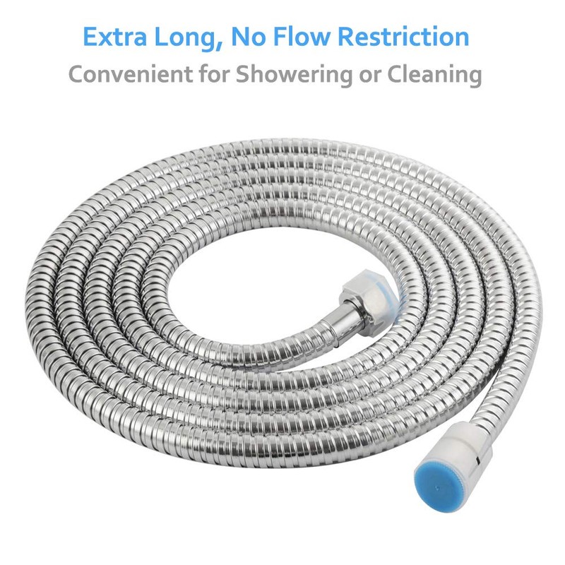 Extra Long Hand Shower Hose 118", Angle Simple Stainless Steel