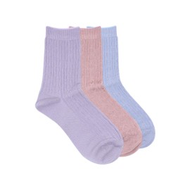 BALENZIA Women's Self-design Woollen High Ankle Calf Length Socks (Blue, Pink, Purple) -Pack of 3, Multicolored