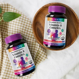 Holidays Vitamin B Complex 90 tablets, 2 bottles, total 6 month supply / 홀리데이즈 비타민B 컴플렉스 90정 2병 총6개월분