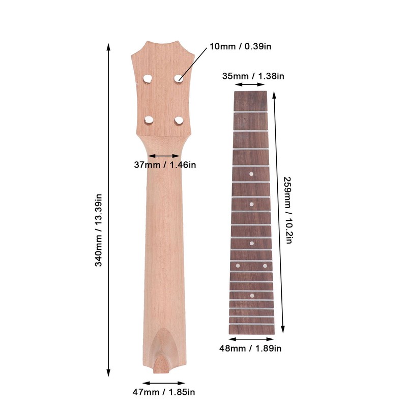 Ukulele Fretboard Neck Set Rosewood Okoume Wood Fingerboard Replacement for