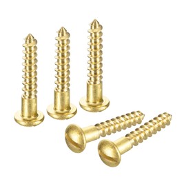 sourcing map Wood Screws M3 x 20mm Slotted Round Head Brass Self-Tapping Screw WoodWorking Screw 60 Pcs