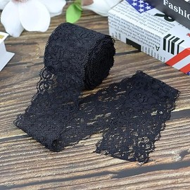 2.4inch (6cm) x 10 Yards Black Lace Ribbon,Sewing Lace Trim, Elastic Stretchy Lace Fabric,Perfect for Crafting,Sewing Making,Gift Wrapping and Bridal Wedding Decorations