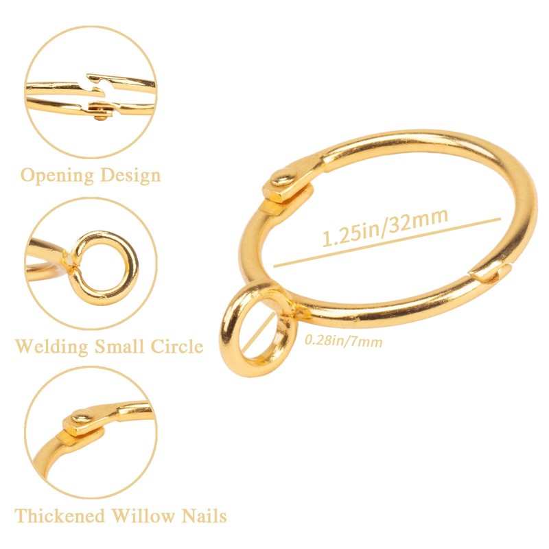 Openable Curtain Rings with Eyelet,24PCS Curtain Rings,Drapes Rings 32mm Interior