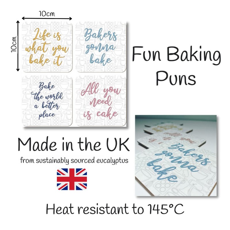 Crumbs by Collette Baking Pun Coasters - Boxed Gift Set