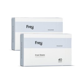 FREY Dryer Sheets – Free & Clear | Organic Fabric Softener | 80 Sheets (Pack of 2)
