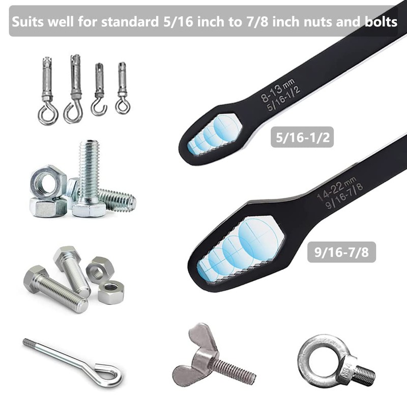 Saipe 2pcs Multifunctional Wrench Set Self Adjustable Wrench Universal Double