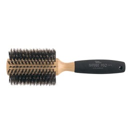 Dannyco Professional Nature Pro Oakwood Handle Circular Brush With Natural Boar Bristles and Sponge-Covered Handle Extra-Large, 1 Count, 6.5cm