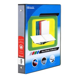 BAZIC 1.5" Black 3-Ring View Binder w/ 2-Pockets