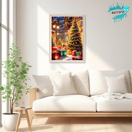 KEYIFA 5D Diamond Painting Christmas Tree Diamond Art Kits for Adults, Round Full Drill Christmas Street Diamond Painting Kit for Beginner, DIY Gems Art Craft for Home Wall Decor 30x40cm