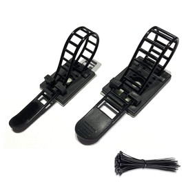 Makarios 50pcs 2 Sizes Adjustable Adhesive Cable Ties Cable Clips Wire Strap Cord Clamp for Cable Management at Home and Office + 100pcs Nylon Zip Ties