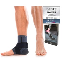 BLACKROX Ankle Support Bandage, Comparison Winner, Ankle Bandage, Ankle Bandage, Sports, Handball, Football, Volleyball, Foot Bandage, Ankle Bandage for Men and Women, Left and Right, black, l