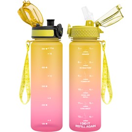 OLDLEY Kids Water Bottle 17 oz (2 lids) BPA-Free Reusable Leak-proof Durable Tritan Plastic Water Bottles with Straw & Chug Lids, Anti-dust Spout Cover, Sunflower Pink