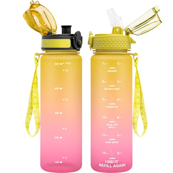 OLDLEY Kids Water Bottle 17 oz (2 lids) BPA-Free Reusable