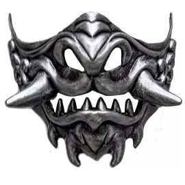 Ghost Japanese Samurai Warrior Devil Ghost Mask Cosplay Masquerade Mask Jaw Teeth Skul