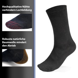 Kemes Men's Socks 43-46 Black 10 Pairs | 95% Cotton 5% Elastane Business Men's Socks, black, 47 - 50