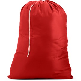 Nylon Laundry Bag - Locking Drawstring Closure and Machine Washable. These Bags will Fit a Laundry Basket or Hamper and Strong Enough to Carry up to Three Loads of Clothes. (Red)