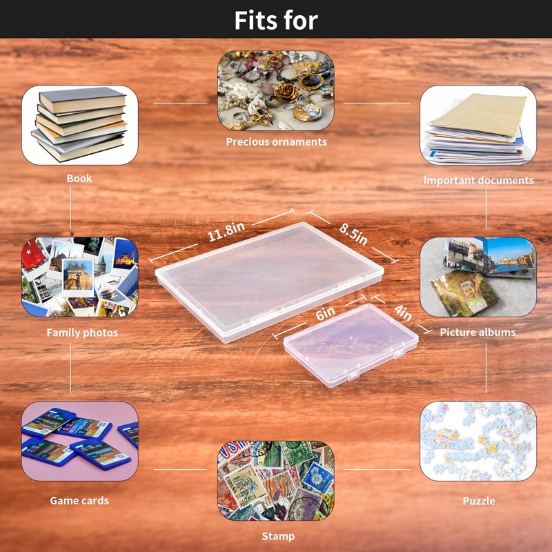 Fireproof Photo Storage Box with Lock, Holds 36 Inner 4"x6"