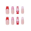 JUSTUSNX 24pcs Coffin French Fake Nails Pink and Red False