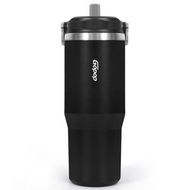 Simpleasy 30 oz Tumbler with Flip Straw - Vacuum Insulated Stainless Steel Water Bottle for Home, Office or Car - Reusable Cup with Straw Leakproof Flip, Cold up to 24h, Black