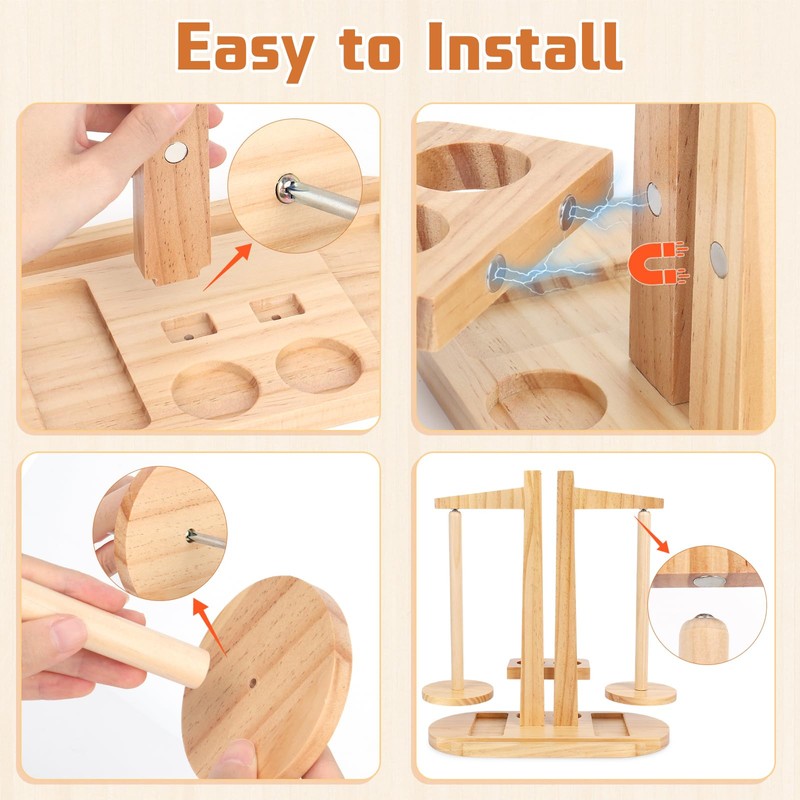 Coopay Double Yarn Holder Magnetic, Wooden Yarn Holder for Crochet