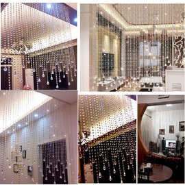 Starsglowing 5-Piece Set of 1-Meter Crystal Bead Curtain, Octagonal Bead Curtain, Wedding, House, Office Hanging Decoration, Party Decor (Crystal Diamond)
