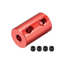 sourcing map Shaft Coupling Connectors 4 mm to 5 mm Bore Rigid Coupling Set Screw L20XD12 Aluminium Alloy Dark Red Pack of 4