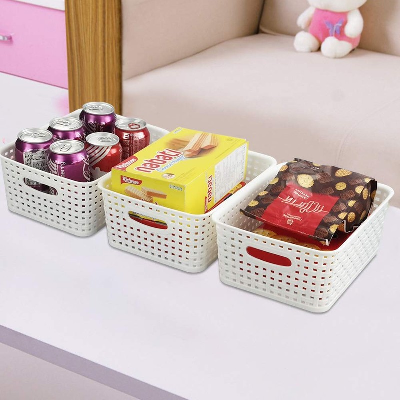 NICESH 6-Pack White Plastic Small Storage Baskets, 10" x 7.7"