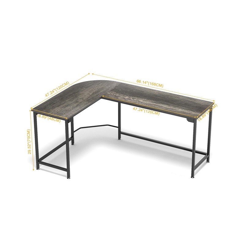 Teraves Modern L Shaped Gaming Desk 66'' Corner Computer Desk