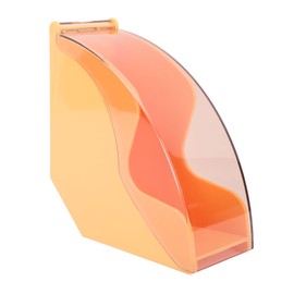 Fan Shape Storage Box with Dustproof Cover Compact Acrylic Filter Paper Holder Coffee Paper Container Orange