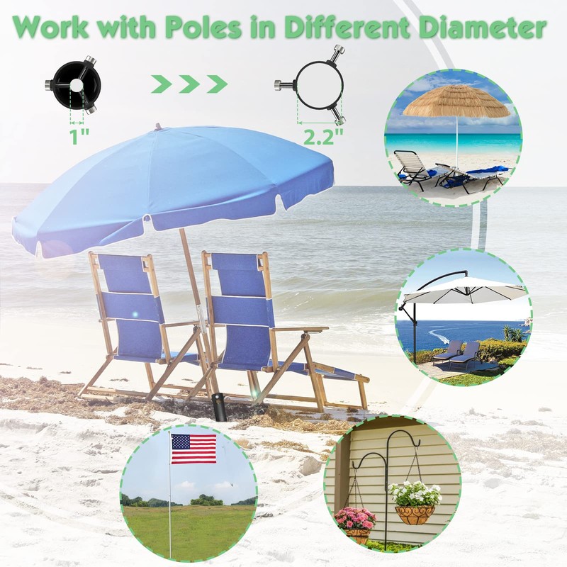 DEROFIT Heavy Duty Metal Umbrella Base, Portable, Adjustable, and Multi-Use