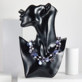 FULU AUTUMN Crystal Pearl Necklace, Boho Shell Necklace, Women's Statement Colourful Multi-Row Necklace, Fashion Jewellery, Gifts for Women, Crystal Pearl Stone, No Gemstone