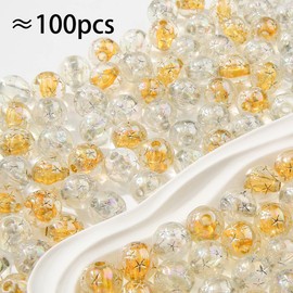 ANCADN - abalorio acrílicas de estrella de 16 mm, 100 abalorio redondas de estrellas doradas y plateadas, abalorio sueltas para pulseras hechas a mano, collares, cadenas de teléfono, joyería (jystar)
