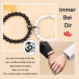 SUNSH Couples Bracelet Couples Gift Christmas Anniversary Gift Him and Her 8 mm Natural Stone Beads Matching Bracelets Set of 2 Bracelet for Couples, Bead