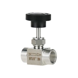 Angry Pony Stainless Steel 304 NPT 3/8 female Straight Needle Valve, High Pressure Hydraulic Flow Control Valve for Water Oil Gas Systems, 900 PSI