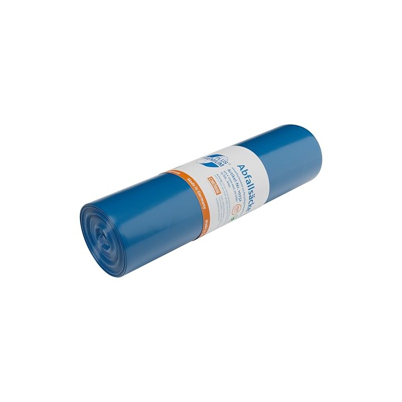 DEISS Premium Plus Rubbish Bags 70 L Blue, Tear-Resistant, Blue