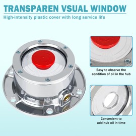 CheeMuii 4 Pack 343-4009 Trailer Hub Caps with Oil Window Cover Kit 4 Set 3434009 Aluminum Hubcaps for Trailer Axle with Extra Rubber Plugs Replace for Stemco 343-4009 359-5990