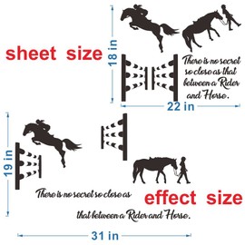 ANFRJJI Horseback Riding Wall Decal Sticker - PVC Removable, Ideal for Children's Room Decor with Inspiring Quotes about Horse-Riding and Sport Jumping - Cute Animal Horse Design -effect 19"x31" Inches JWH201 (Black)