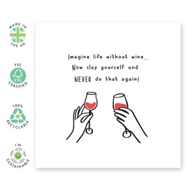 Central 23 Funny Birthday Card For Men Women - Life Without Wine - Best Friend Birthday Card - Gifts For Mum Sister Cousin Auntie - Comes With Stickers And Envelope