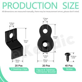 Keadic 101 Pieces Heavy Duty Table Top Fixing with Screws, Figure 8 Table Top Connection Clips and Z Desktop Clips for Wooden Furniture (Black)