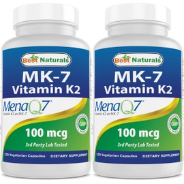 Best Naturals MK-7 Vitamin K2 100 mcg 120 Vegetranian Capsules (Pack of 2).